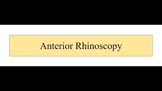 Anterior Rhinoscopy [upl. by Jeannie]