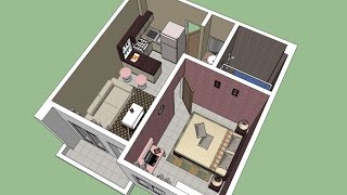 Sketchup Interior Design  Apartment [upl. by Gonnella]