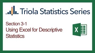 Excel Section 31 Using Excel for Descriptive Statistics [upl. by Kelci]