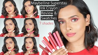 Maybelline Superstay Ink Crayons  Review and Swatches on IndianWarmNC40 Skin tone [upl. by Enneyehc76]