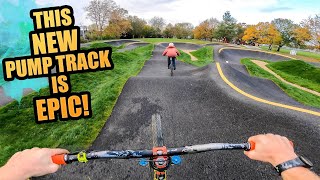 RIDING MTB ON THIS NEW PUMP TRACK IS EPIC  HEAVY TRICK SENDING [upl. by Arahc779]