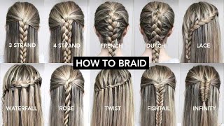 10 Basic Braids For Beginners  Easy DIY Tutorial [upl. by Killian]