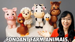 Farm Cake Toppers  Fondant Farm Animals  Farm Cake  Fondant Cow Sheep Pig Horse Chicken Duck [upl. by Bernice]