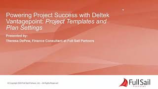 Powering Project Success with Deltek Vantagepoint  Project Templates and Plan Settings [upl. by Geis]