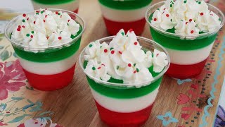 Gelatin Cups  Three Colors  Holiday Dessert [upl. by Zalucki]