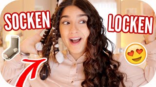 LOCKEN ÜBERNACHT MIT SOCKEN 😍 HEATLESS OVERNIGHT CURLS  Sanny Kaur [upl. by Haet]