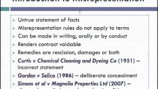 Misrepresentation Lecture 1 of 4 [upl. by Maidie]