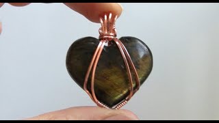 Wire Wrapped Heart Cabochon Pendant Tutorial beginner [upl. by Carena]