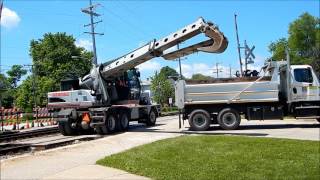 Union Pacific Railroad Gradall XL4100 Series II Ripping Out a Crossing [upl. by Piks]