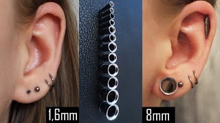 My Ear Stretching Journey from 16mm to 8mm 14g to 0g [upl. by Shea881]