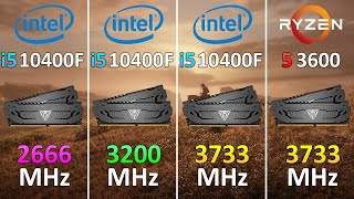 Core i510400F RAM performance 2666 MHz 3200 MHz 3733 MHz vs Ryzen 5 3600 RAM 3733 MHz  1080p1440p [upl. by Ecnarf]