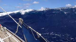 28 foot yacht semi knock down by breaking wave in stormy seas [upl. by Goodkin]