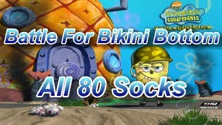 SpongeBob Battle For Bikini Bottom All 80 Socks Locations [upl. by Iphigenia]