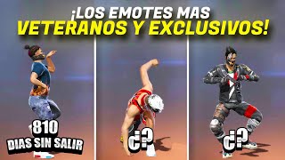 TOP 7 EMOTES MAS VETERANOS Y EXCLUSIVOS DE TODO FREE FIRE  Juanpablo 31 [upl. by Comras]