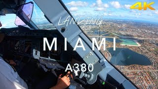 MIAMI  A380 LANDING 4K [upl. by Ardnnaed]