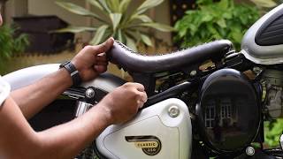 Rajputana Custom Seat Installation  Royal Enfield [upl. by Nyrhtakyram]