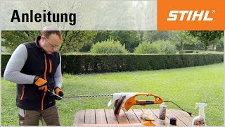 Das Messer einer STIHL ElektroHeckenschere schärfen [upl. by Yelsnik]