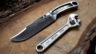 Forging a BOWIE KNIFE from a broken crescent wrench [upl. by Osbert]