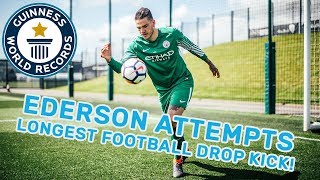 Ederson Longest Football Drop Kick  Guinness World Records [upl. by Kinna945]