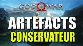 GOD OF WAR  EMPLACEMENT DE TOUS LES ARTEFACTS  Conservateur [upl. by Akcirred563]