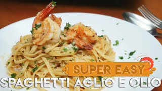 Easiest Aglio e Olio Pasta with Shrimp  5 ingredients Pasta Recipe [upl. by Crow]