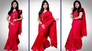 Simple Traditional Bengali Saree Wearing Style  Drape In 5 Minutes  2 Styles [upl. by Assilak]